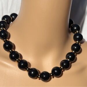 Napier Black and Gold Beaded Necklace
